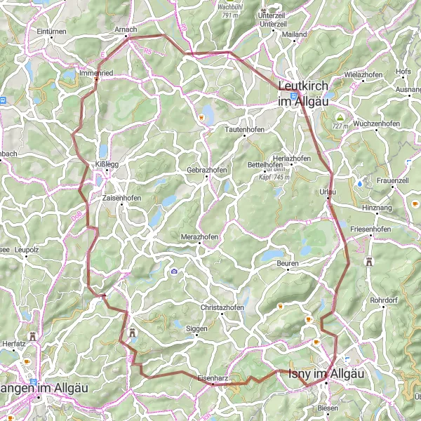 Karten-Miniaturansicht der Radinspiration "Allgäuer Kultur-Tour" in Tübingen, Germany. Erstellt vom Tarmacs.app-Routenplaner für Radtouren
