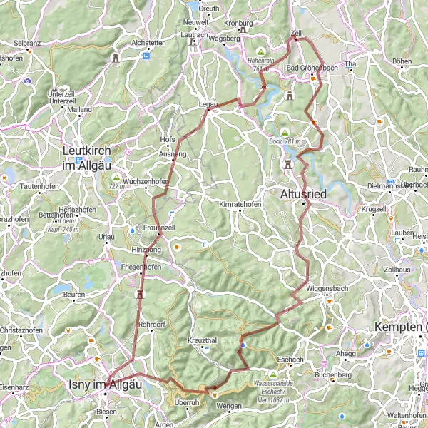 Karten-Miniaturansicht der Radinspiration "Gravel-Abenteuer: Rangenberg, Schloss Rimpach, Hohenrain" in Tübingen, Germany. Erstellt vom Tarmacs.app-Routenplaner für Radtouren