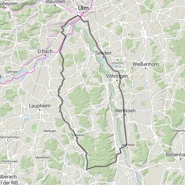 Karten-Miniaturansicht der Radinspiration "Entdeckungstour entlang der Iller" in Tübingen, Germany. Erstellt vom Tarmacs.app-Routenplaner für Radtouren