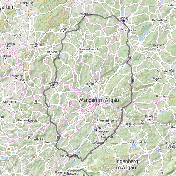 Map miniature of "Tübingen Loop: The Road Cycling Experience" cycling inspiration in Tübingen, Germany. Generated by Tarmacs.app cycling route planner