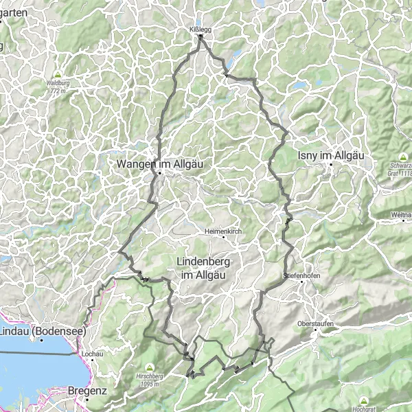 Map miniature of "The Ultimate Challenge" cycling inspiration in Tübingen, Germany. Generated by Tarmacs.app cycling route planner