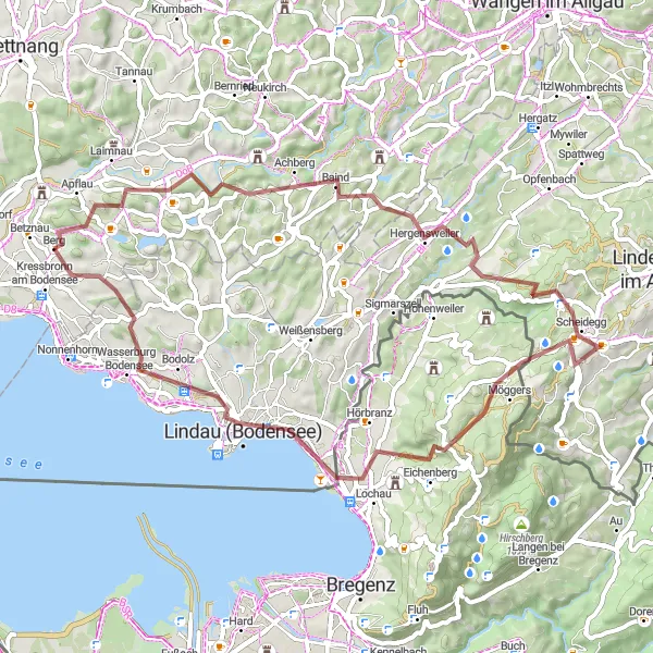 Map miniature of "Gravel Adventure through Natural Beauty" cycling inspiration in Tübingen, Germany. Generated by Tarmacs.app cycling route planner