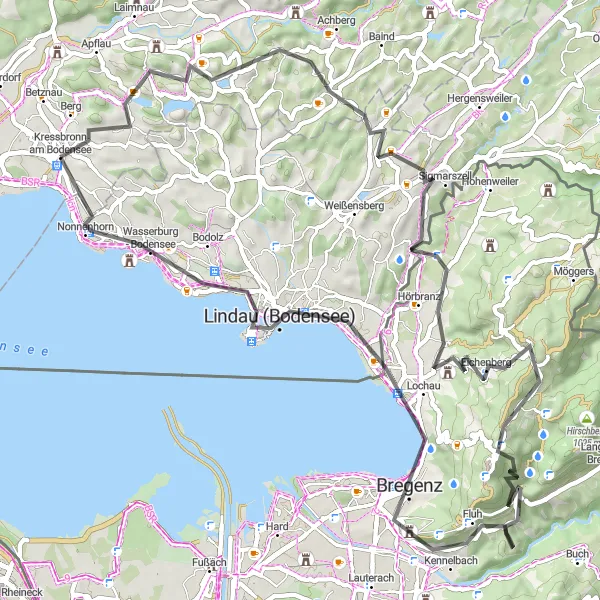 Map miniature of "Sigmarszell and Lindau Exploration" cycling inspiration in Tübingen, Germany. Generated by Tarmacs.app cycling route planner