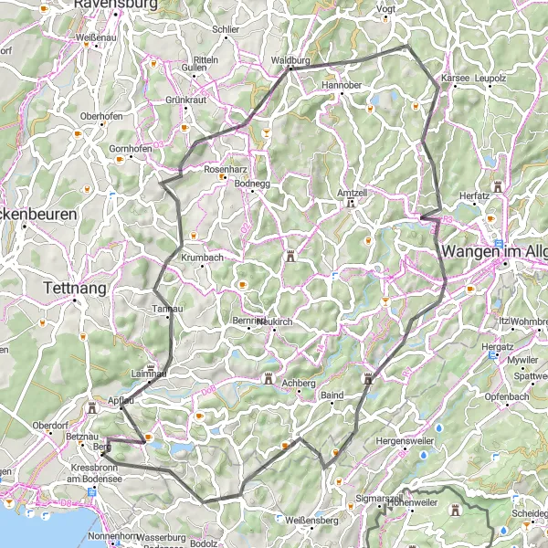 Map miniature of "Nitzenweiler Circuit" cycling inspiration in Tübingen, Germany. Generated by Tarmacs.app cycling route planner