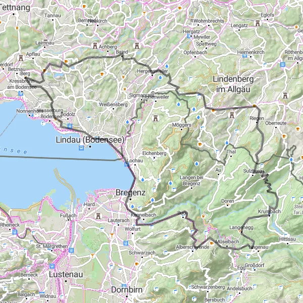 Karten-Miniaturansicht der Radinspiration "Bodensee-Runde: Entdecken Sie die Schönheit des Bodensees auf dieser road Radtour!" in Tübingen, Germany. Erstellt vom Tarmacs.app-Routenplaner für Radtouren