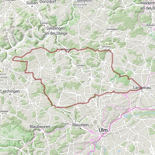 Map miniature of "The Ägenberg Gravel Adventure" cycling inspiration in Tübingen, Germany. Generated by Tarmacs.app cycling route planner