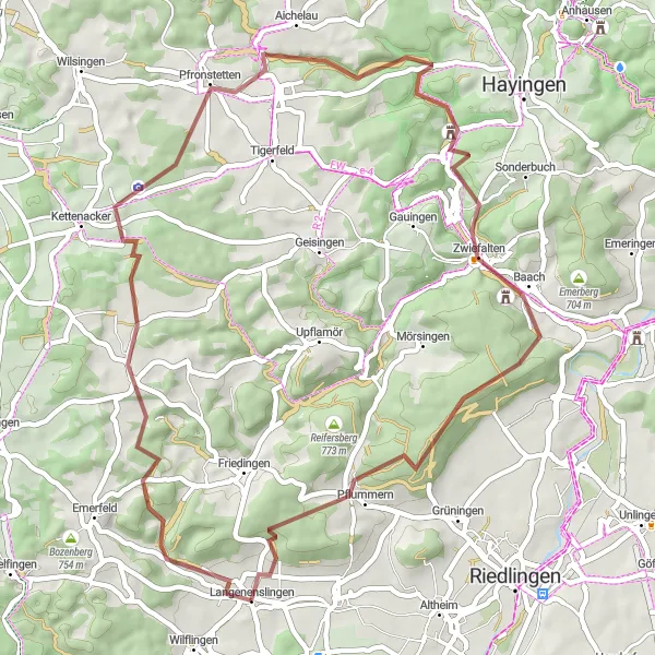 Map miniature of "Tautschbuch Gravel Escape" cycling inspiration in Tübingen, Germany. Generated by Tarmacs.app cycling route planner
