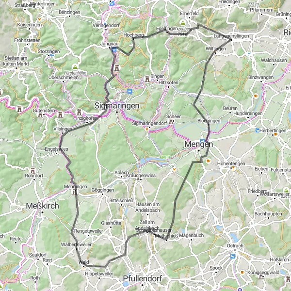 Map miniature of "The Heritage Trail" cycling inspiration in Tübingen, Germany. Generated by Tarmacs.app cycling route planner