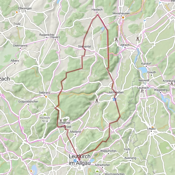 Karten-Miniaturansicht der Radinspiration "Rundtour um Leutkirch - Schloss Zeil, Balterazhofen und mehr" in Tübingen, Germany. Erstellt vom Tarmacs.app-Routenplaner für Radtouren