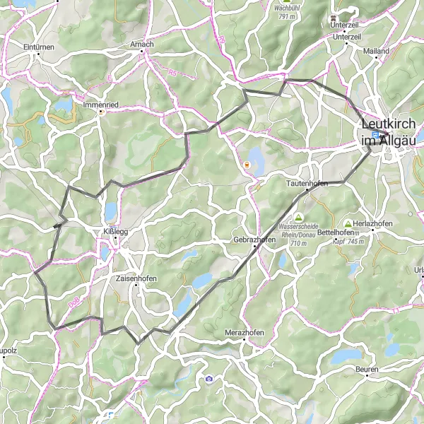 Karten-Miniaturansicht der Radinspiration "Herbstliche Fahrt durch das Allgäu" in Tübingen, Germany. Erstellt vom Tarmacs.app-Routenplaner für Radtouren