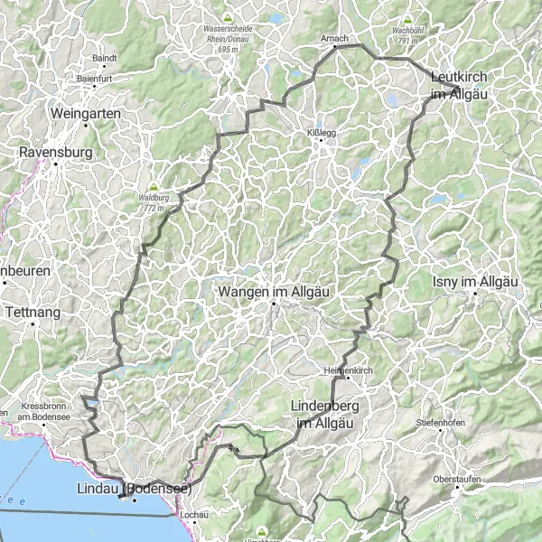 Karten-Miniaturansicht der Radinspiration "Alpenpanorama und Kulturschätze" in Tübingen, Germany. Erstellt vom Tarmacs.app-Routenplaner für Radtouren