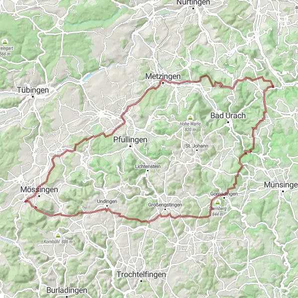 Karten-Miniaturansicht der Radinspiration "Mössingen - Talheim" in Tübingen, Germany. Erstellt vom Tarmacs.app-Routenplaner für Radtouren