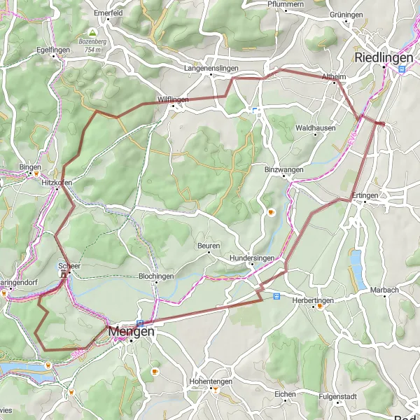 Map miniature of "Ertingen Loop" cycling inspiration in Tübingen, Germany. Generated by Tarmacs.app cycling route planner