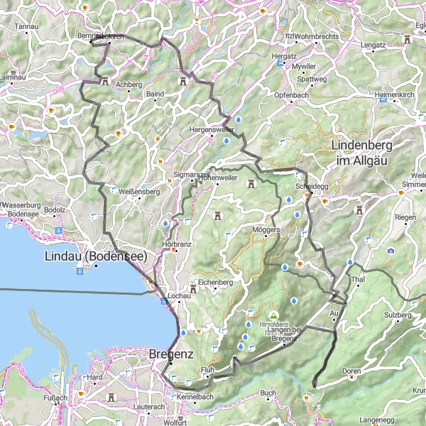 Karten-Miniaturansicht der Radinspiration "Rund um den Marienberg" in Tübingen, Germany. Erstellt vom Tarmacs.app-Routenplaner für Radtouren