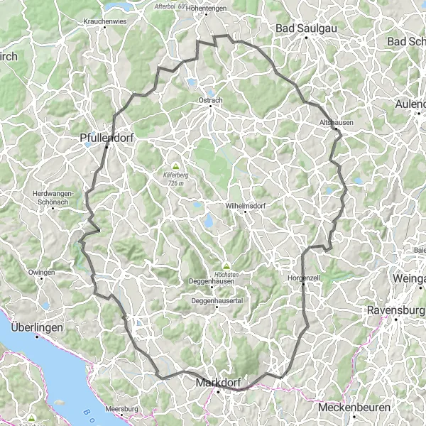 Map miniature of "The Lake Constance Loop" cycling inspiration in Tübingen, Germany. Generated by Tarmacs.app cycling route planner