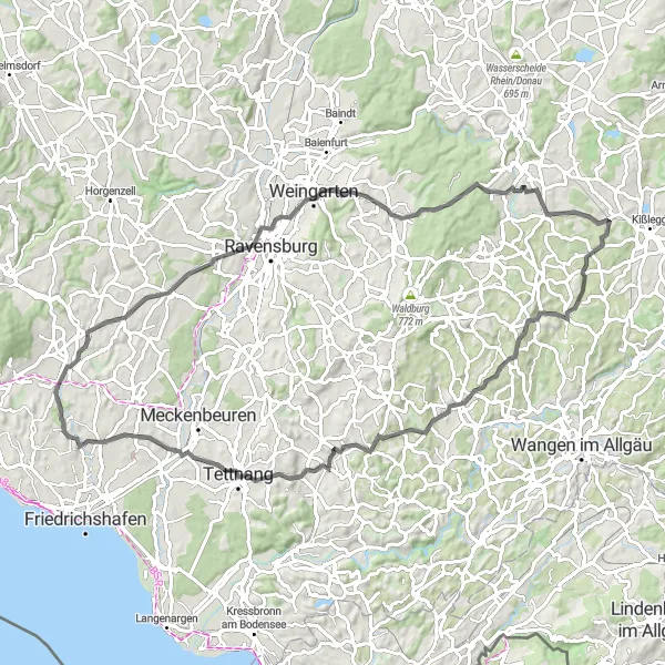 Map miniature of "The Historic Route" cycling inspiration in Tübingen, Germany. Generated by Tarmacs.app cycling route planner