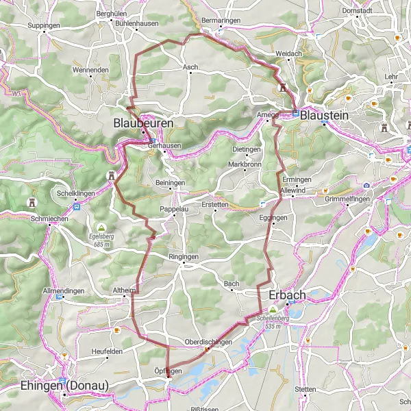 Map miniature of "The Cultural Heritage Ride" cycling inspiration in Tübingen, Germany. Generated by Tarmacs.app cycling route planner