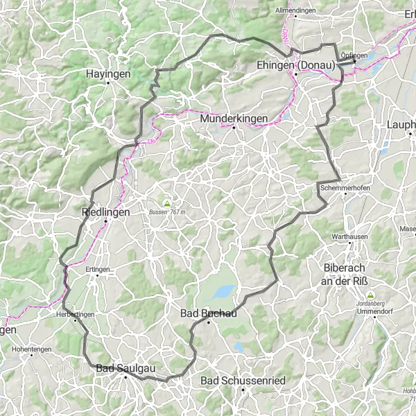 Map miniature of "Swabian Alb" cycling inspiration in Tübingen, Germany. Generated by Tarmacs.app cycling route planner