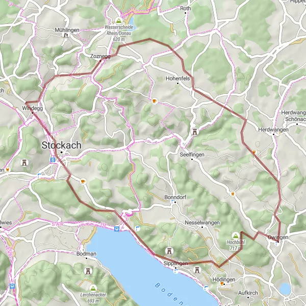 Karten-Miniaturansicht der Radinspiration "Gravel Tour um den Bodensee" in Tübingen, Germany. Erstellt vom Tarmacs.app-Routenplaner für Radtouren