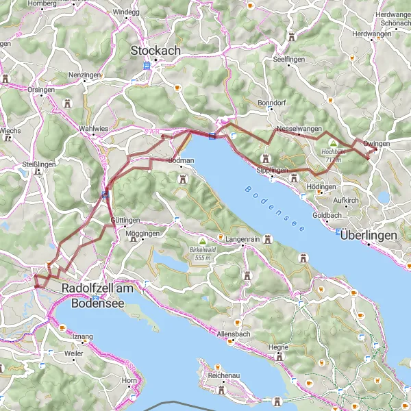 Karten-Miniaturansicht der Radinspiration "Gravel Tour rund um Owingen" in Tübingen, Germany. Erstellt vom Tarmacs.app-Routenplaner für Radtouren