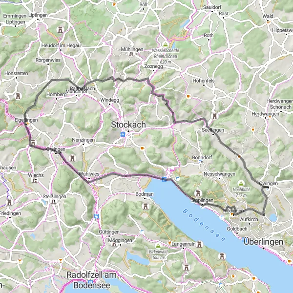 Map miniature of "Hohentühringen Loop" cycling inspiration in Tübingen, Germany. Generated by Tarmacs.app cycling route planner