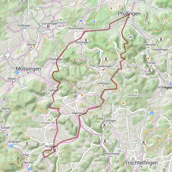 Map miniature of "Swabian Jura Adventure" cycling inspiration in Tübingen, Germany. Generated by Tarmacs.app cycling route planner