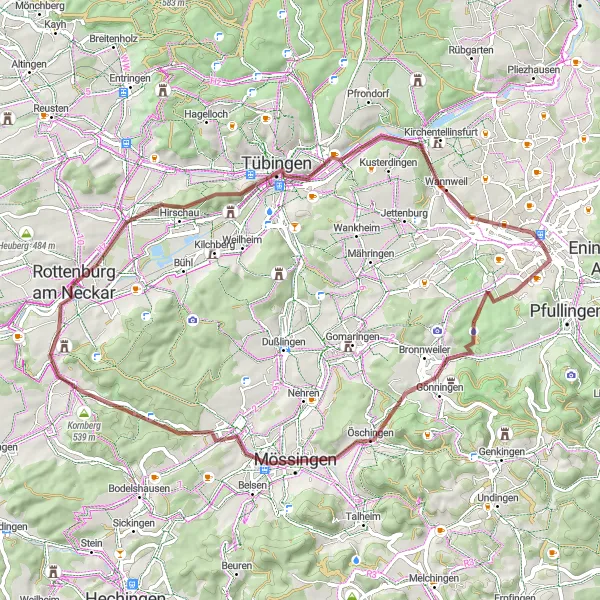 Map miniature of "Hohen Wand" cycling inspiration in Tübingen, Germany. Generated by Tarmacs.app cycling route planner