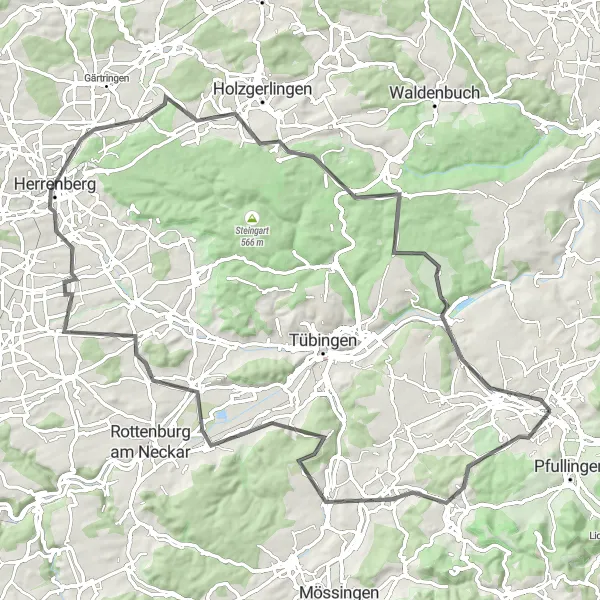 Map miniature of "Schwäbische Alb Adventure" cycling inspiration in Tübingen, Germany. Generated by Tarmacs.app cycling route planner