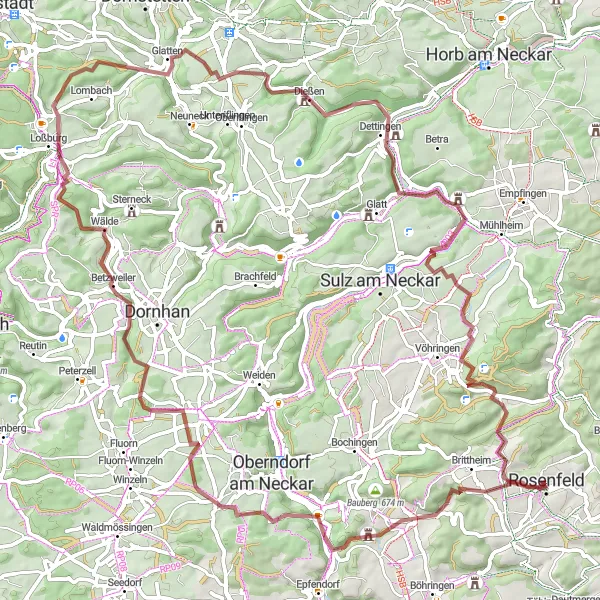 Map miniature of "Schwarzwald Gravel Adventure" cycling inspiration in Tübingen, Germany. Generated by Tarmacs.app cycling route planner