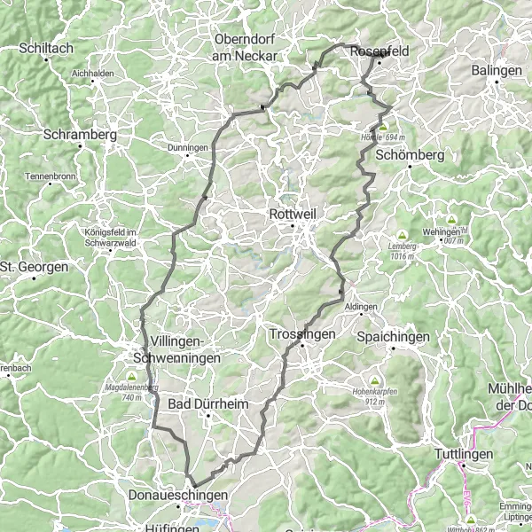 Map miniature of "Tübingen Road Adventure" cycling inspiration in Tübingen, Germany. Generated by Tarmacs.app cycling route planner