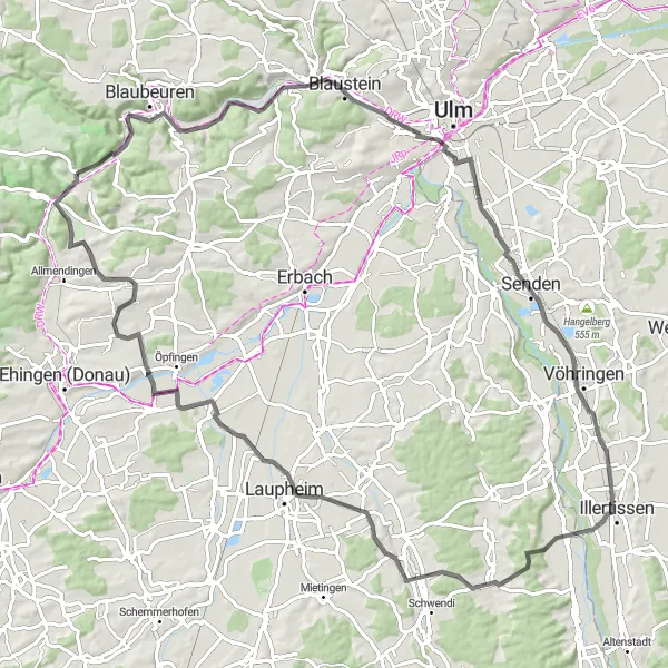 Map miniature of "Schelklingen Nature Discovery Ride" cycling inspiration in Tübingen, Germany. Generated by Tarmacs.app cycling route planner
