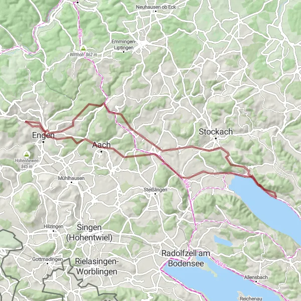Map miniature of "Enchanting Gravel Adventure: Ballenberg Loop" cycling inspiration in Tübingen, Germany. Generated by Tarmacs.app cycling route planner