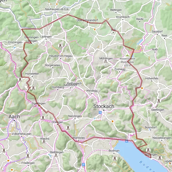 Karten-Miniaturansicht der Radinspiration "Geheimnisvolle Orte im Hegau entdecken" in Tübingen, Germany. Erstellt vom Tarmacs.app-Routenplaner für Radtouren