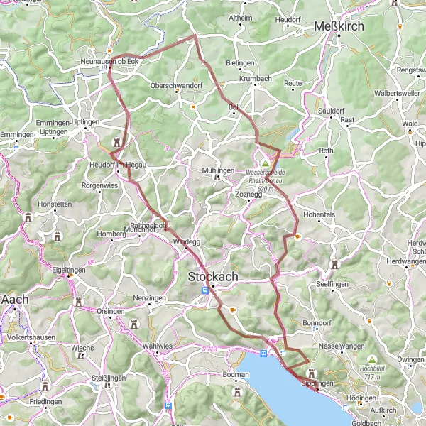 Map miniature of "Off-road Adventure and Hidden Gems" cycling inspiration in Tübingen, Germany. Generated by Tarmacs.app cycling route planner