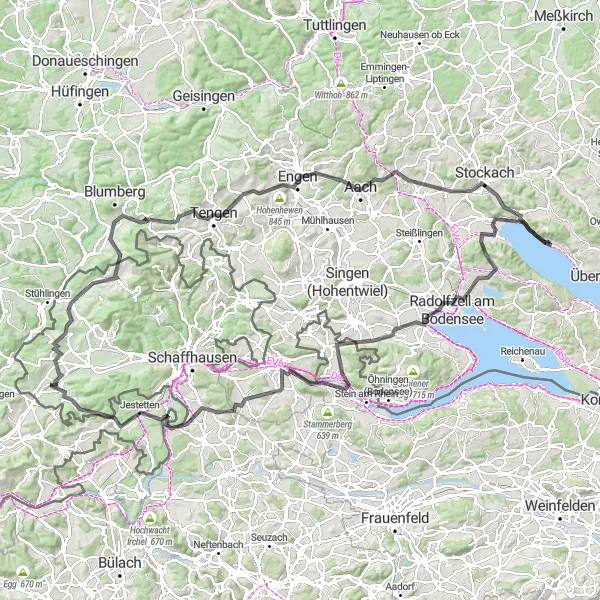Map miniature of "Explore the Gems of Lake Constance" cycling inspiration in Tübingen, Germany. Generated by Tarmacs.app cycling route planner