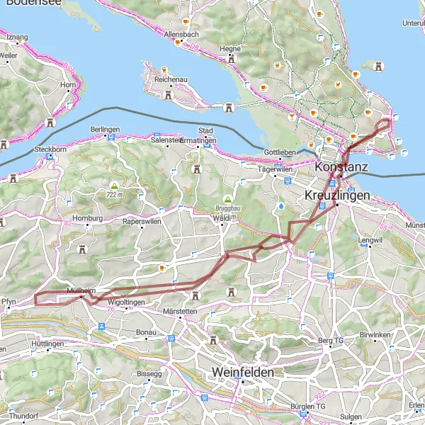 Map miniature of "Gravel Adventure" cycling inspiration in Tübingen, Germany. Generated by Tarmacs.app cycling route planner