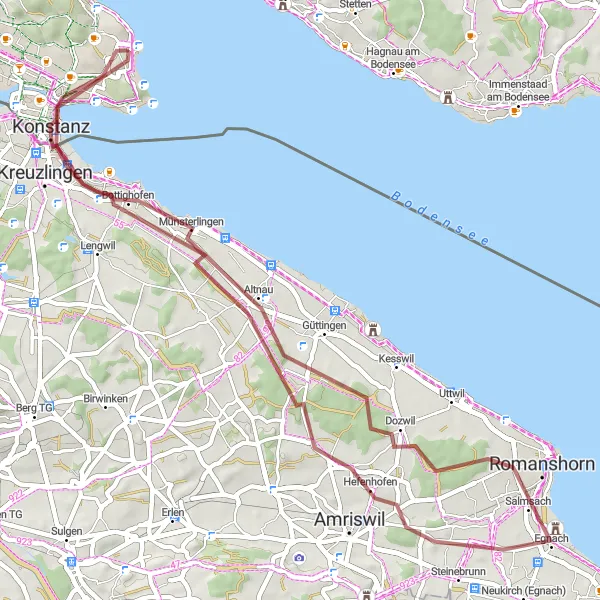 Karten-Miniaturansicht der Radinspiration "Erlebnistour entlang des Bodensees für Natur- und Bike-Liebhaber" in Tübingen, Germany. Erstellt vom Tarmacs.app-Routenplaner für Radtouren