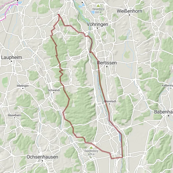 Map miniature of "Explore Rural Beauty" cycling inspiration in Tübingen, Germany. Generated by Tarmacs.app cycling route planner