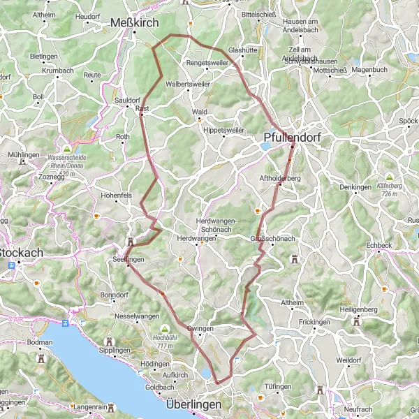 Karten-Miniaturansicht der Radinspiration "Erlebnisreiche Gravel-Tour durch die Bodenseeregion" in Tübingen, Germany. Erstellt vom Tarmacs.app-Routenplaner für Radtouren
