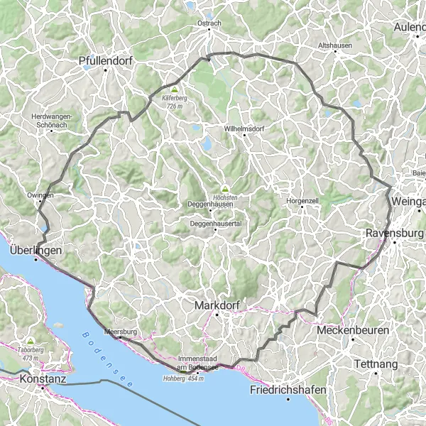 Karten-Miniaturansicht der Radinspiration "Rundtour um den Bodensee" in Tübingen, Germany. Erstellt vom Tarmacs.app-Routenplaner für Radtouren