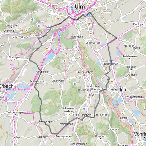 Map miniature of "Hidden Gems Route" cycling inspiration in Tübingen, Germany. Generated by Tarmacs.app cycling route planner