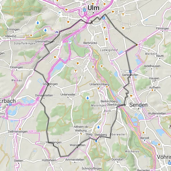 Karten-Miniaturansicht der Radinspiration "Naturschönheiten und Panoramaausblicke" in Tübingen, Germany. Erstellt vom Tarmacs.app-Routenplaner für Radtouren