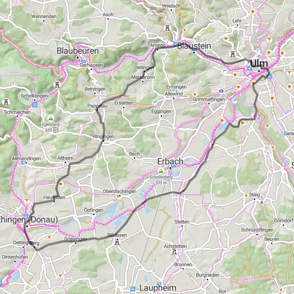 Karten-Miniaturansicht der Radinspiration "Historische Städte und Sehenswürdigkeiten" in Tübingen, Germany. Erstellt vom Tarmacs.app-Routenplaner für Radtouren