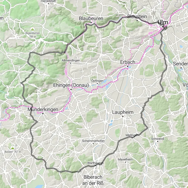 Karten-Miniaturansicht der Radinspiration "Historische Bauwerke und ländliche Idylle" in Tübingen, Germany. Erstellt vom Tarmacs.app-Routenplaner für Radtouren