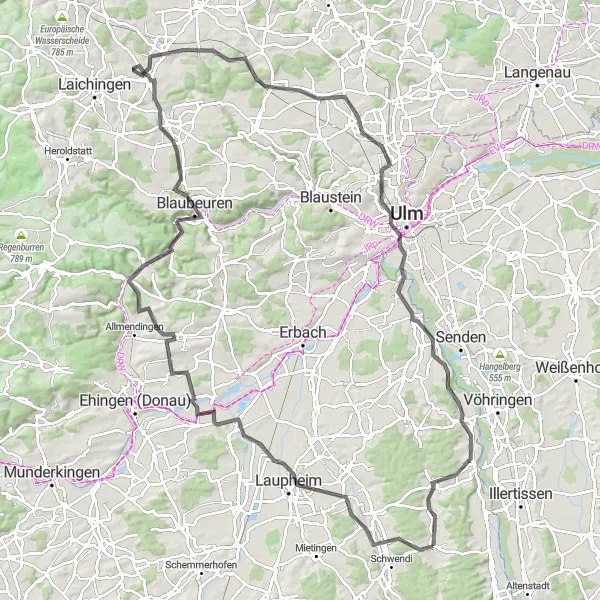 Karten-Miniaturansicht der Radinspiration "Road Cycling Tour von Wain nach Hörenhausen" in Tübingen, Germany. Erstellt vom Tarmacs.app-Routenplaner für Radtouren