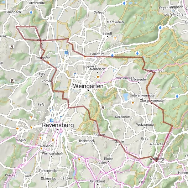 Map miniature of "Schlier Loop" cycling inspiration in Tübingen, Germany. Generated by Tarmacs.app cycling route planner