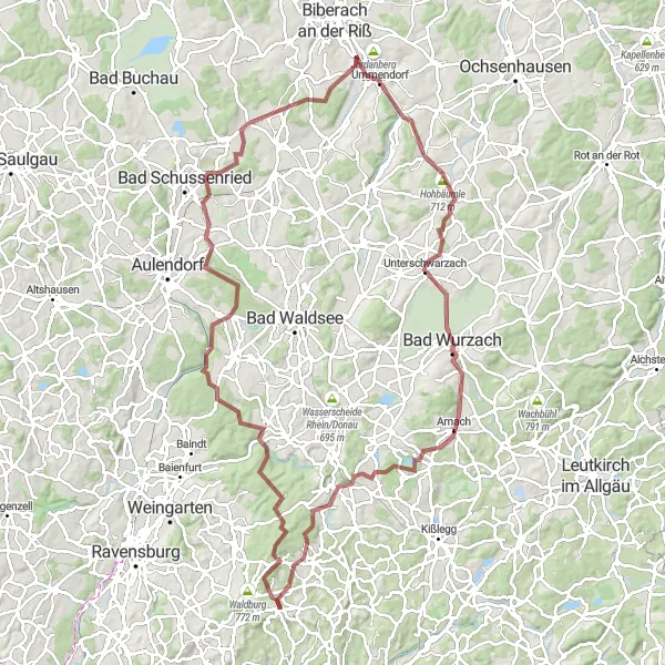 Map miniature of "The Hannober Challenge" cycling inspiration in Tübingen, Germany. Generated by Tarmacs.app cycling route planner