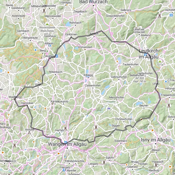 Map miniature of "The Siggen Loop" cycling inspiration in Tübingen, Germany. Generated by Tarmacs.app cycling route planner