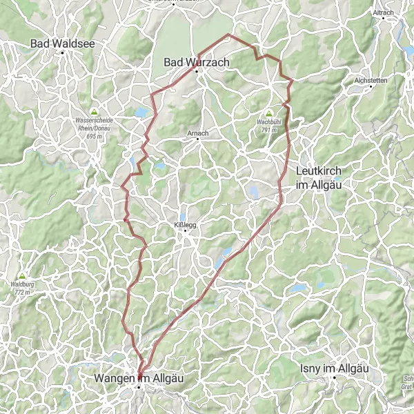 Karten-Miniaturansicht der Radinspiration "Graveltour um Wangen im Allgäu" in Tübingen, Germany. Erstellt vom Tarmacs.app-Routenplaner für Radtouren