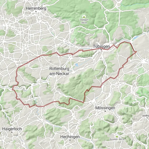 Map miniature of "Wannweil to Tübingen Loop" cycling inspiration in Tübingen, Germany. Generated by Tarmacs.app cycling route planner